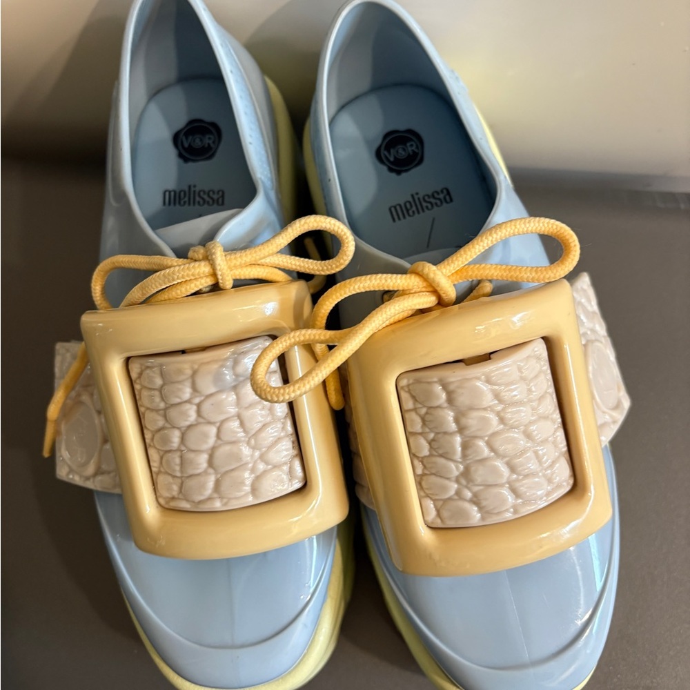 Melissa Women's Blue and Cream Loafers Viktor & Rolf Size 6US 37EU